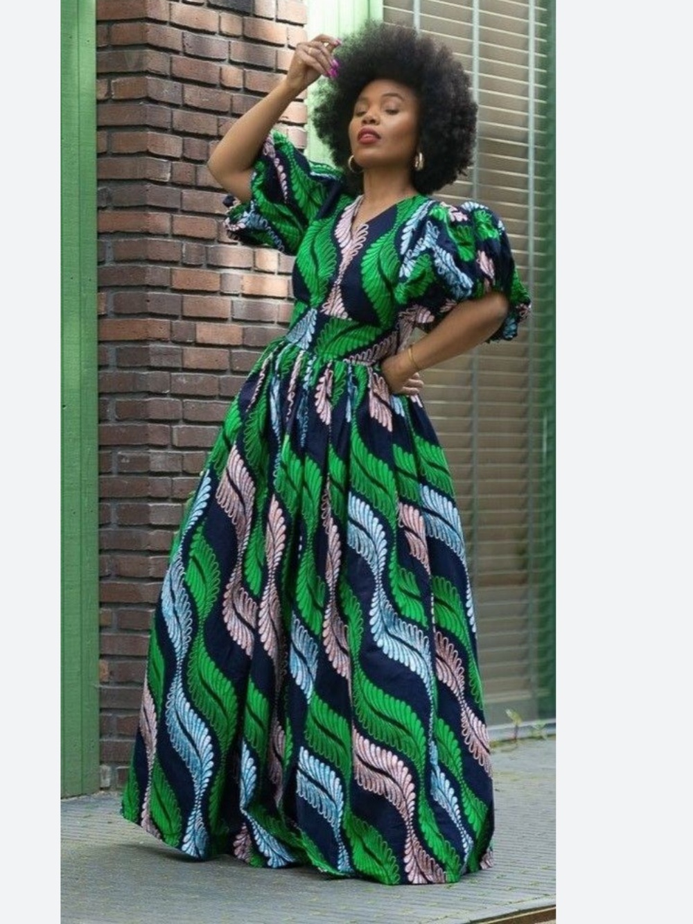 HERITAGE COLLECTION Maxi Dress 2024 collection bold sleeve pockets Ankara cotton